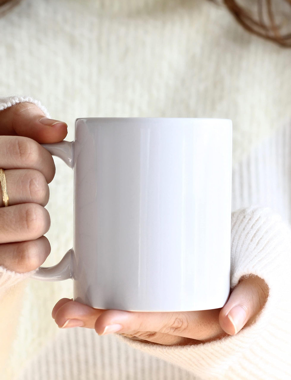 BLUE RIBBON White Sublimation Plain Blank Coffee Mugs, Hot Chocolate Mugs, Ceramic Mugs, Hot Cocoa Mugs, Mug Sets, Gift Pack of 2 11 oz BLUE RIBBON