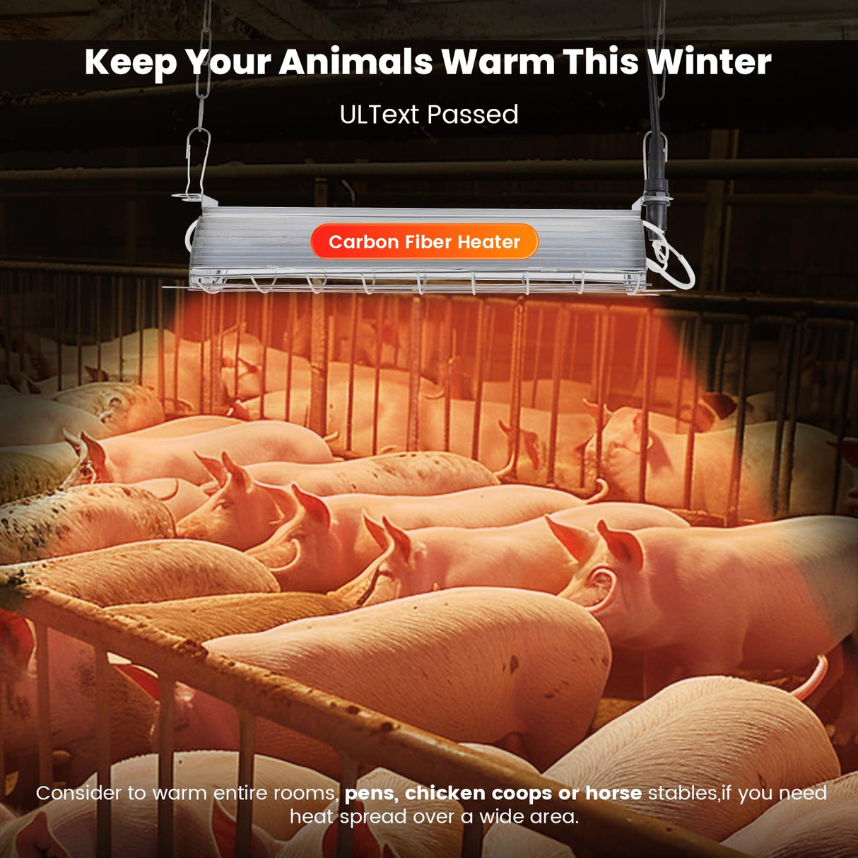 Large Chicken Coop Heater Lamp, 300W Carbon Fiber Brooder Heater Plates, Adjust 2 Mode Temp&Hanging Height for Chick Coop Brooder Box Supplies Livestock Heating Warm Poultry House14x5.5x3IN Chtoocy