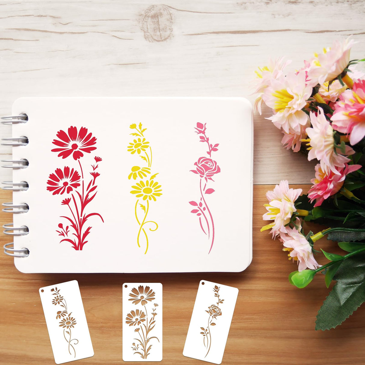 DZXCYZ 32 Pcs Wildflower Stencils for Painting on Wood, Reusable Flower Leaf Stencils Plastic DIY Craft Drawing Templates Set for Wall Paper Canvas Home Decor DZXCYZ