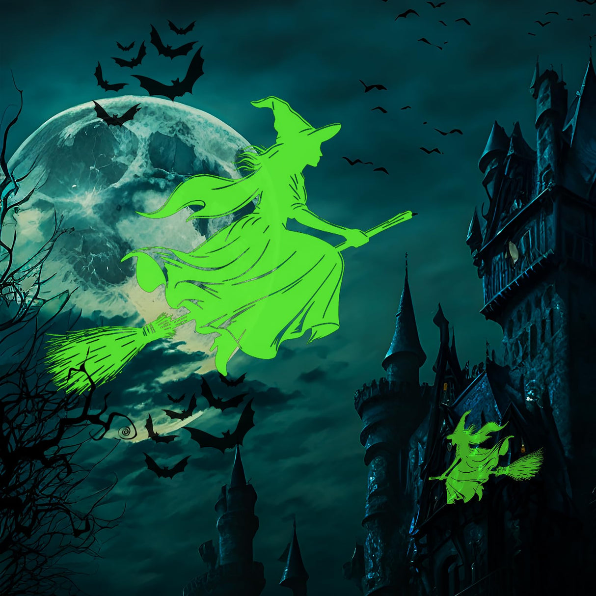 12 in 1 Halloween Projector Outdoor,3D Dynamic Halloween Decorations,Clearer Ghost/Spider/Bat/Skull/Witch/Nativity/Crucifix HD Patterns,Waterproof for Window Wall Cemetery Christmas Decor Nagudenfo