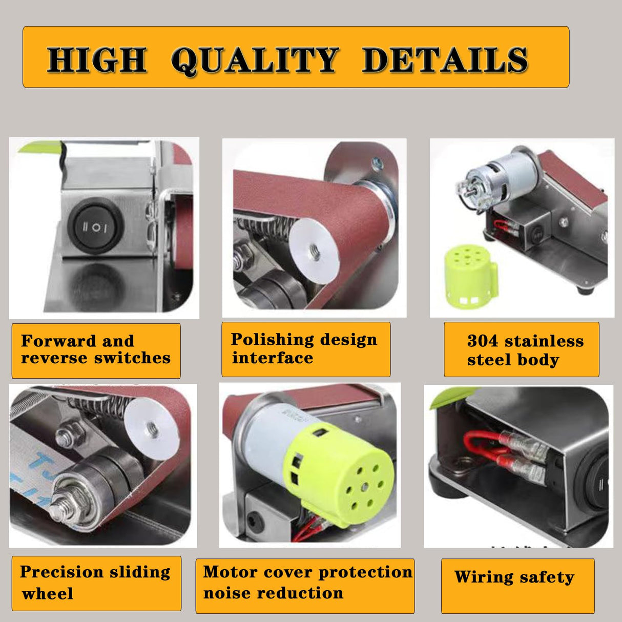 MIZHAO Electric Knife Sharpener Multifunctional - 7 Adjustable Speed Knife Making Belt Grinder Knife Sharpening System - For Hunting, Serrated & Kitchen Knives, Wood, Plastic, Crafts, Silver MIZHAO