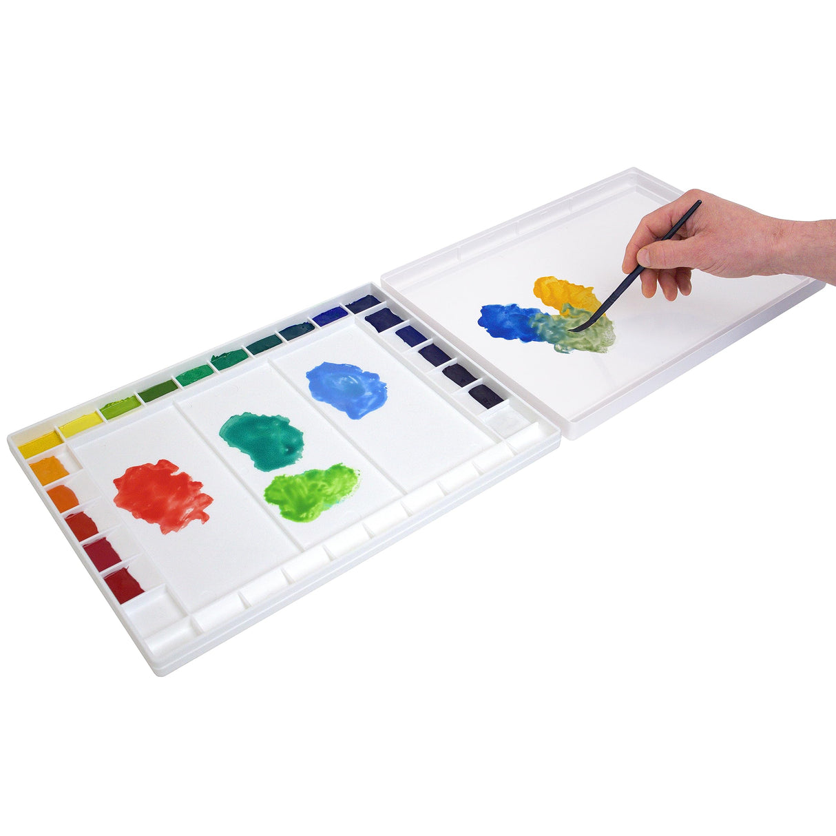 Masterson Aqua-Pro Watercolor Palette, Large 32 Well Palette for Mixing Paint, 11.5in x 15.5in, Lid Protects and Keeps Paint Clean, Plastic Paint Palette, Painting Palette, Paint Holder Masterson