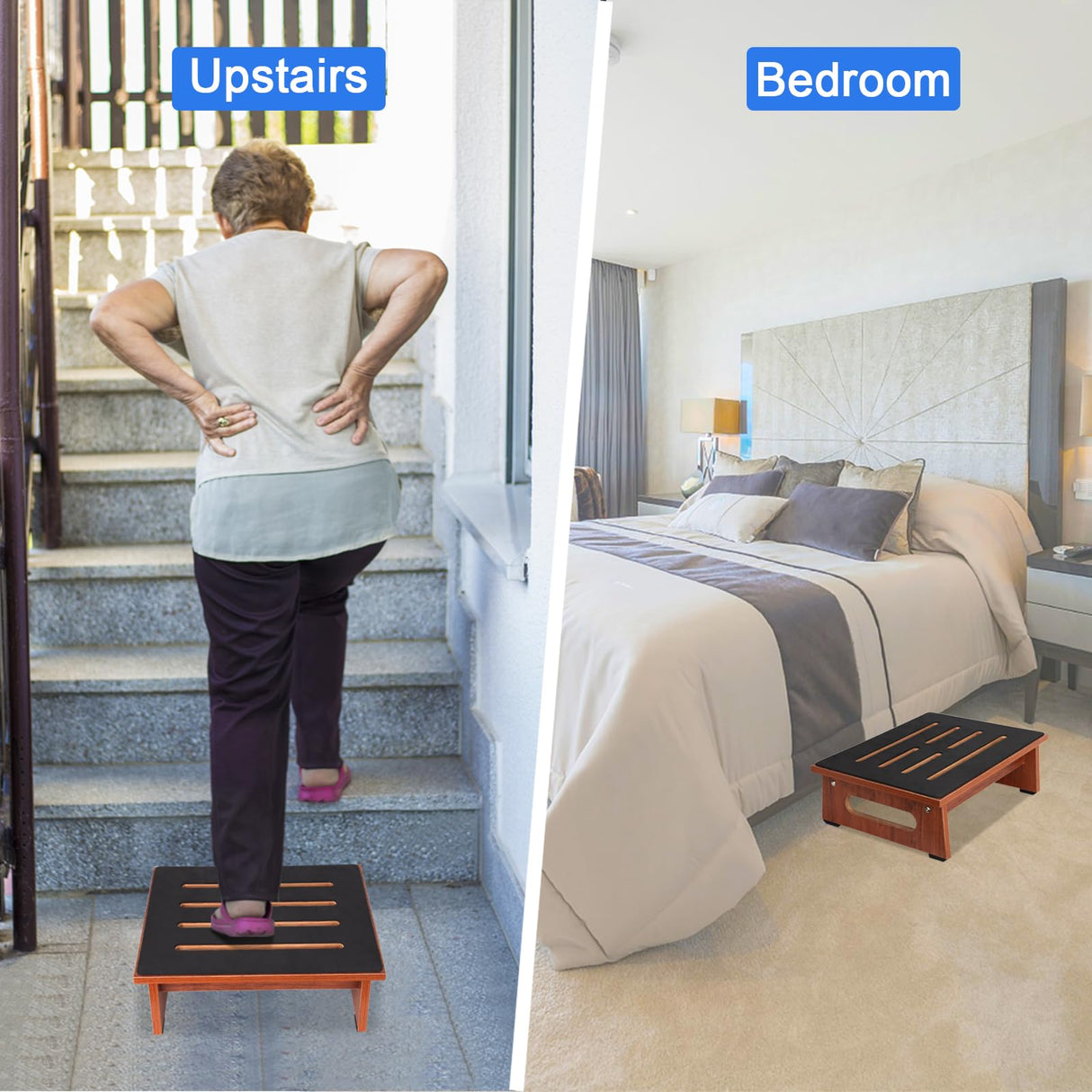 RayLove One Step Stool for Adults Seniors with Non-Slip Rubber Stepping Feet, Heavy Duty Platform Step Stools, 450 LB Portable Bed Steps for High Beds for Bathroom, Bedroom, Kitchen & Bedside Support RayLove