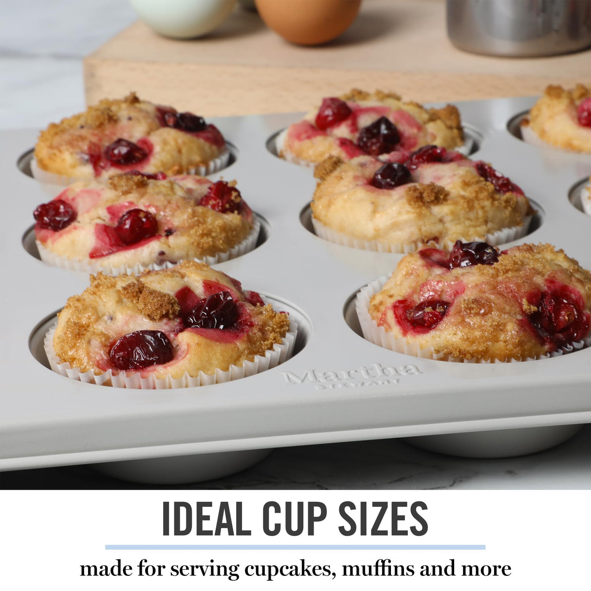 Martha Stewart Gallen 12 Cup Nonstick Carbon Steel Muffin/Cupcake Pan - Cool Grey Martha Stewart