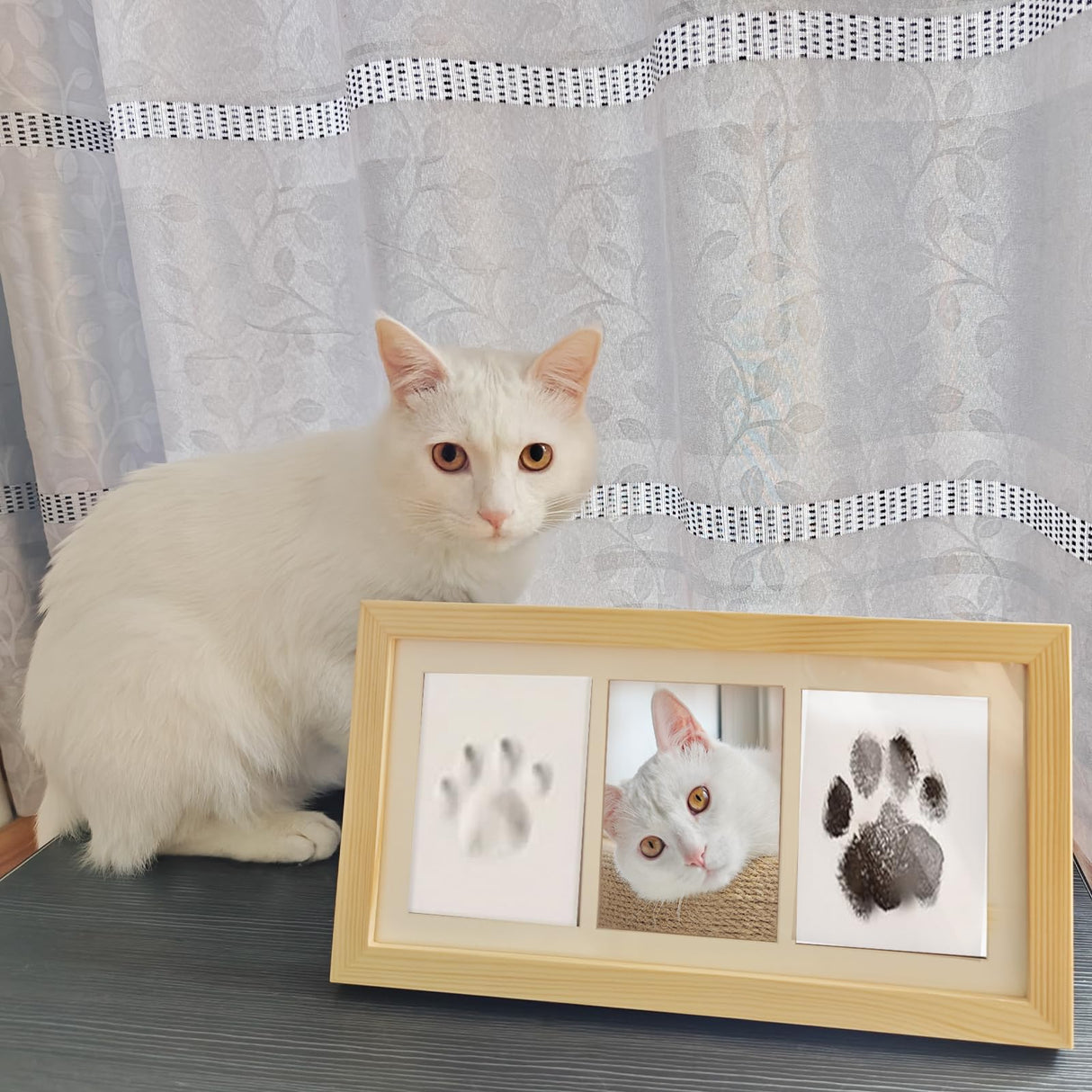 ZAPVLVT Paw Print Impression Kit for Dogs and Cats, 2 Clay, Large Ink Pad, Wooden Picture Frame, Pet Memorial Keepsake, Gift for Pet Owners & Lovers ZAPVLVT