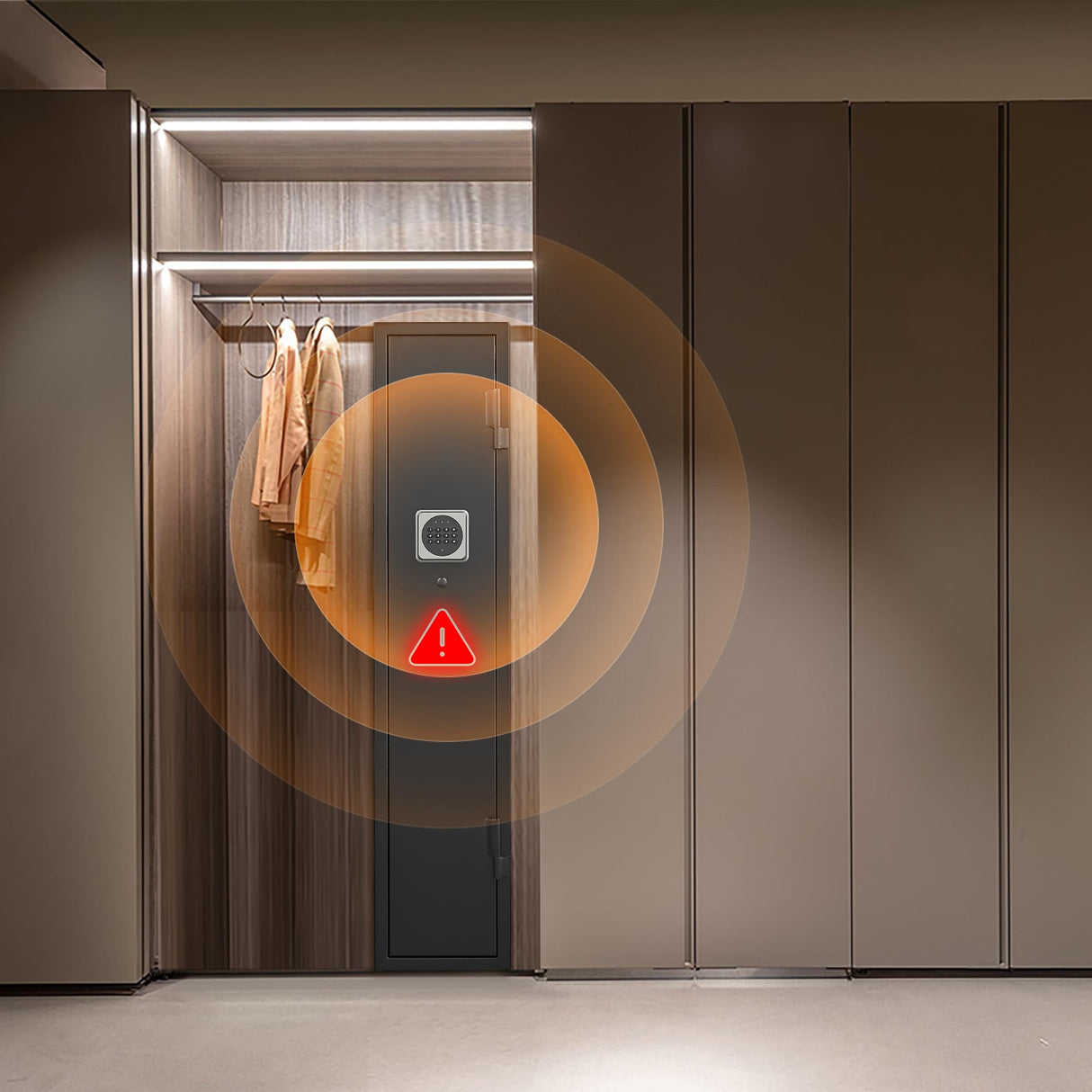 HEANVO 2-4 Gun Safe, Gun Safe for Rifles and Pistols, Shotgun Rifle Safe,No Assembly Gun Cabinet for Shotguns, Quick Access Rifle Safe, Gun Locker with Dual Alarm & Mute Mode Switching HEANVO