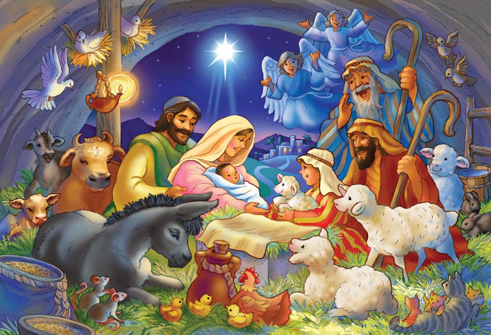 Vermont Christmas Company Baby in a Manger Jigsaw Puzzle 100 Piece, Large Pieces Perfect for Kids and Seniors Vermont Christmas Company