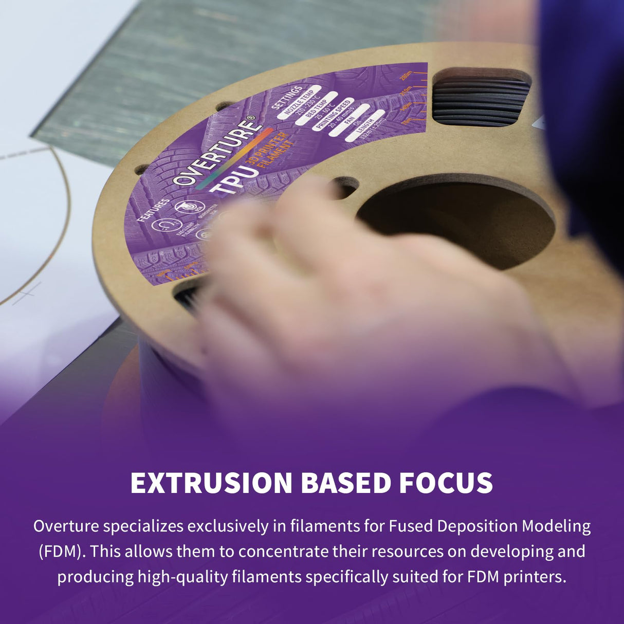 OVERTURE TPU Filament 1.75mm Flexible TPU Roll, 95A Soft 3D Printer Filament, 1kg Spool (2.2 lbs), Dimensional Accuracy +/- 0.02 mm (TPU Black) OVERTURE