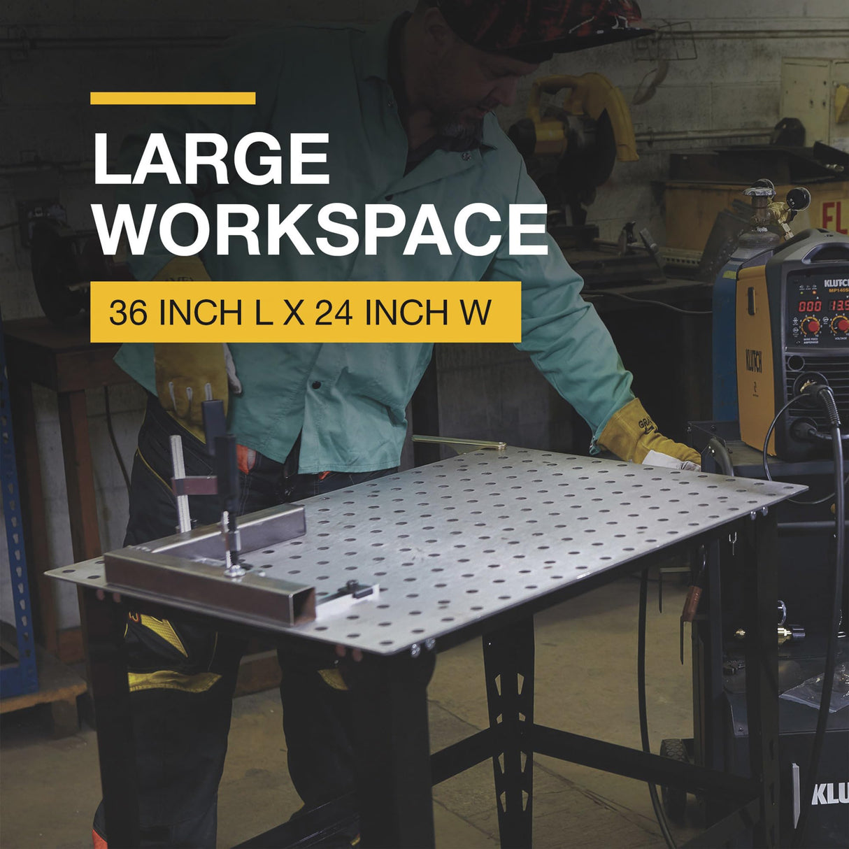 Klutch Steel Welding Table, Heavy Duty Work Bench Steel Construction With 600 Lbs Capacity, Tool Bench (Black) Klutch