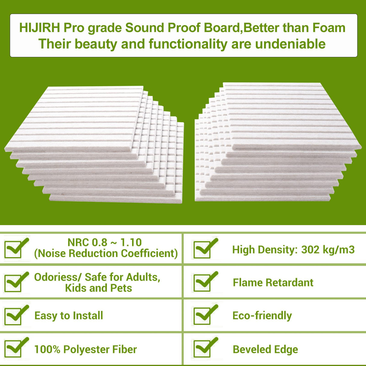 16 Pcs Pro Grade Soundproof Wall Panels,Acoustic Panels,Premium Sound Panels,Better Than Foam,Wedge Design,with Adhesive on Back,for Acoustical Treatments/Professional Studio,12×12×0.4 in,Ivory HIJIRH