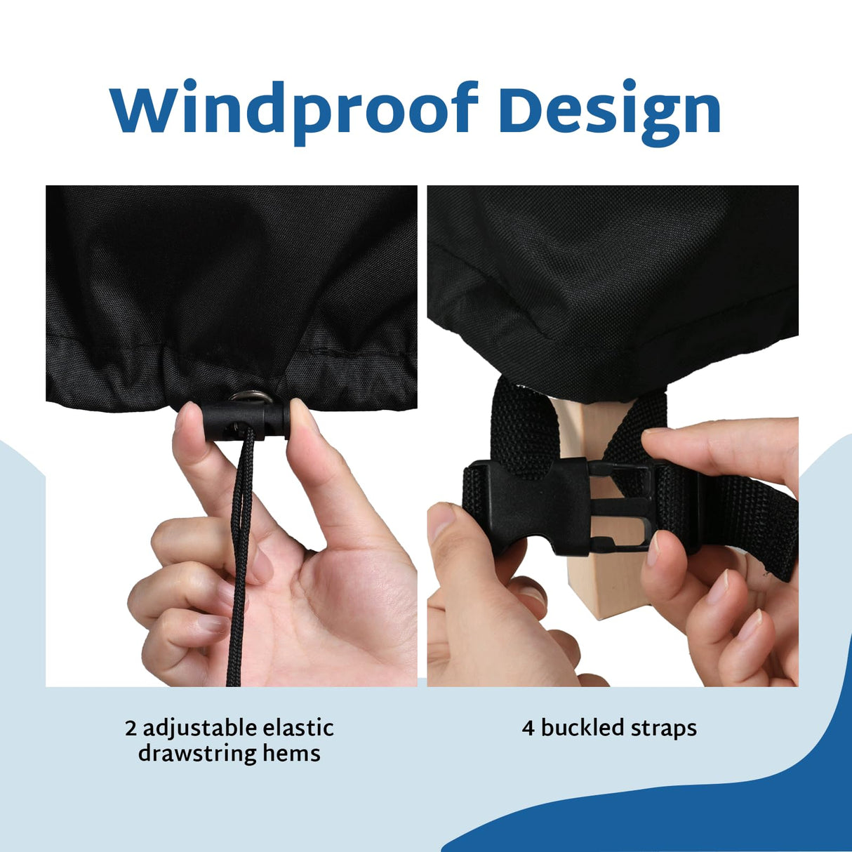 FORSPARK Patio Furniture Covers Waterproof for Outdoor Chairs , Heavy Duty Lawn Chair Covers 2 packs, Fits up to 33 W x 34 D x 31 H Inches-Grey & Black FORSPARK