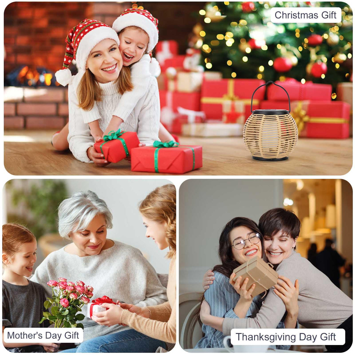 Larekook Solar Lanterns Outdoor Waterproof - Natural Rattan Bamboo Solar Powered Lantern, Dancing Flickering Flame Outdoor Table LED Lamp Auto On/Off Dusk to Dawn for Desk Patio Porch Yard Garden Larekook