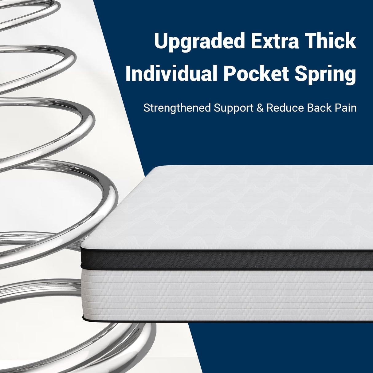 Avenco 12 Inch King Size Mattress, Hybrid Mattress in a Box with Independent Spring, Soft and Comfort Medium Firm King Mattress, Edge Support, Pressure Relief, Back Pain Relief, CertiPUR-US. Avenco