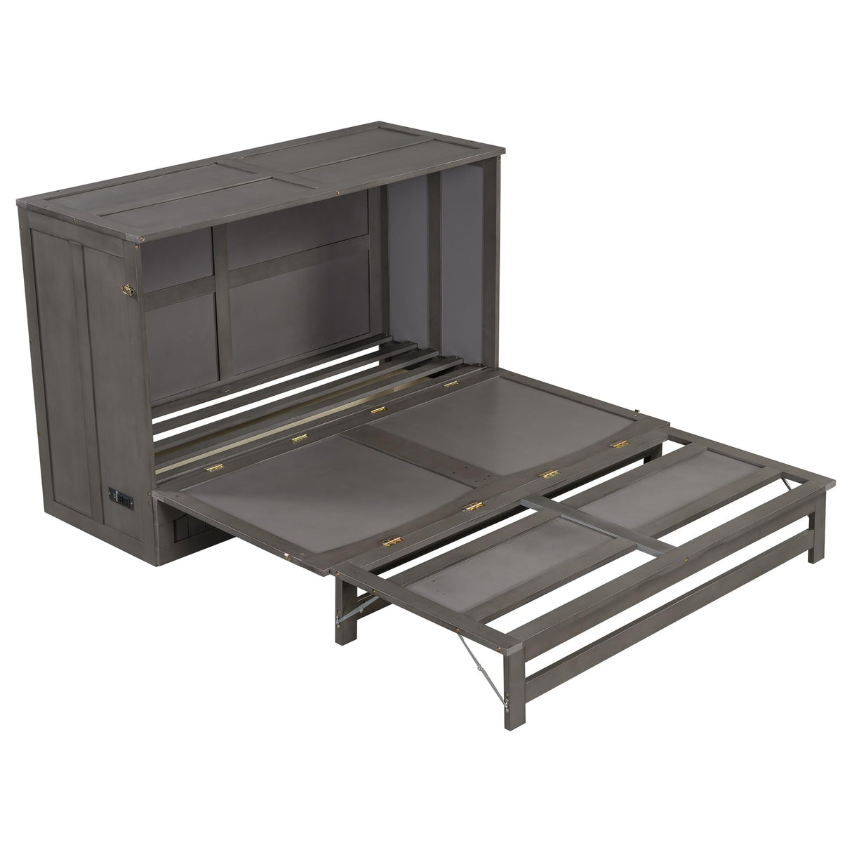 Harper & Bright Designs Murphy Bed Queen Cabinet Built-in USB Charging Station and Large Storage Drawer, Hidden Guest Cube Chest Beds for Bedroom/Living Room/Apartment Gray Harper & Bright Designs