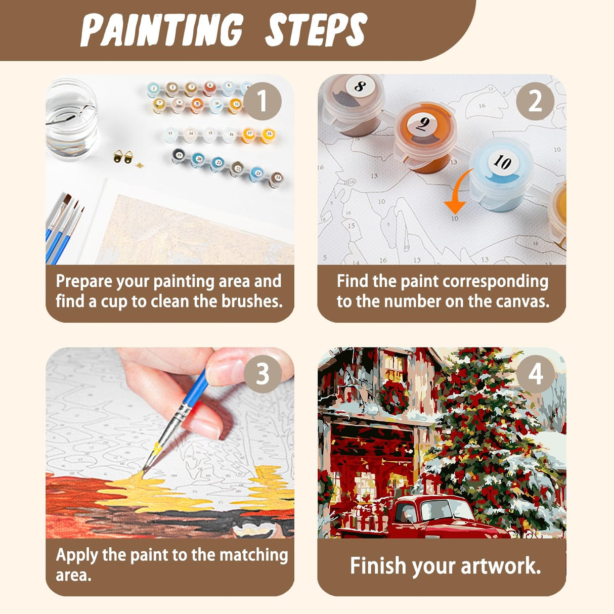 XTCIXAL 3 Pack Paint by Numbers Kit for Adults with Framed and Easel, Christmas Paint by Number Kits, Santa Claus Truck Snowman Acrylic Oil Painting for Home Wall Decor (9.5x12 Inch) XTCIXAL