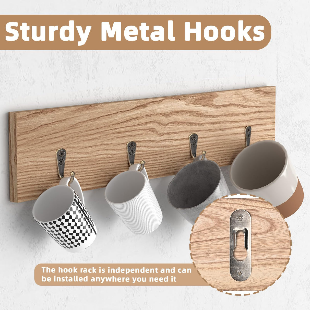 WYJREES Wooden Coffee Mug Display Rack, Wall Mounted Coffee Cup Display Shelf, Hold 24 Mugs, Rustic Shot Glass Display Case, Coffee Mug Holder Organizer for Kitchen, Coffee Station (23.6 * 29.5in) WYJREES