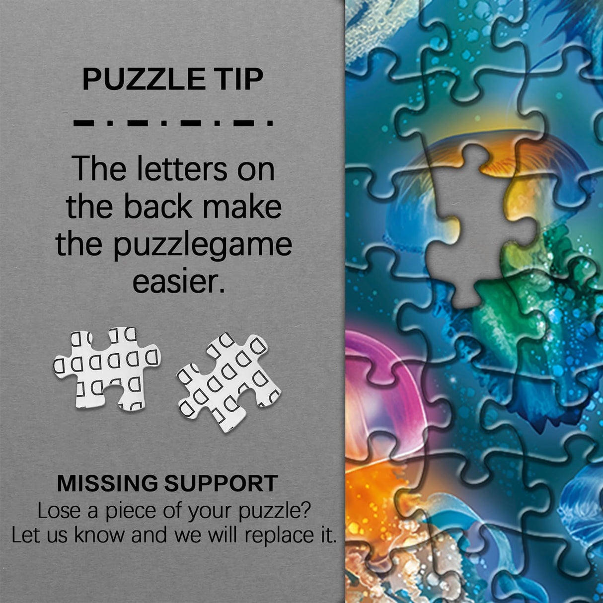 Magical Jellyfish Puzzle 1000 Piece Puzzles for Adults Colorful Jellyfish Jigsaw Puzzles Amazing Medusa Puzzle Rainbow Glowing Challenging Puzzles BBOLDIN