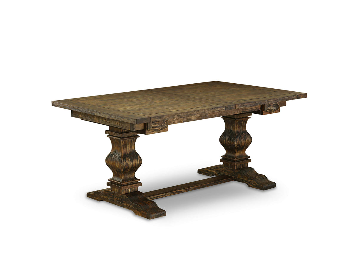 East West Furniture LAEL9-78-05 9 Piece Dining Set Includes a Rectangle Dining Room Table with Removable Leaf and 8 Grey Linen Fabric Upholstered Chairs, 42x92 Inch, Jacobean East West Furniture