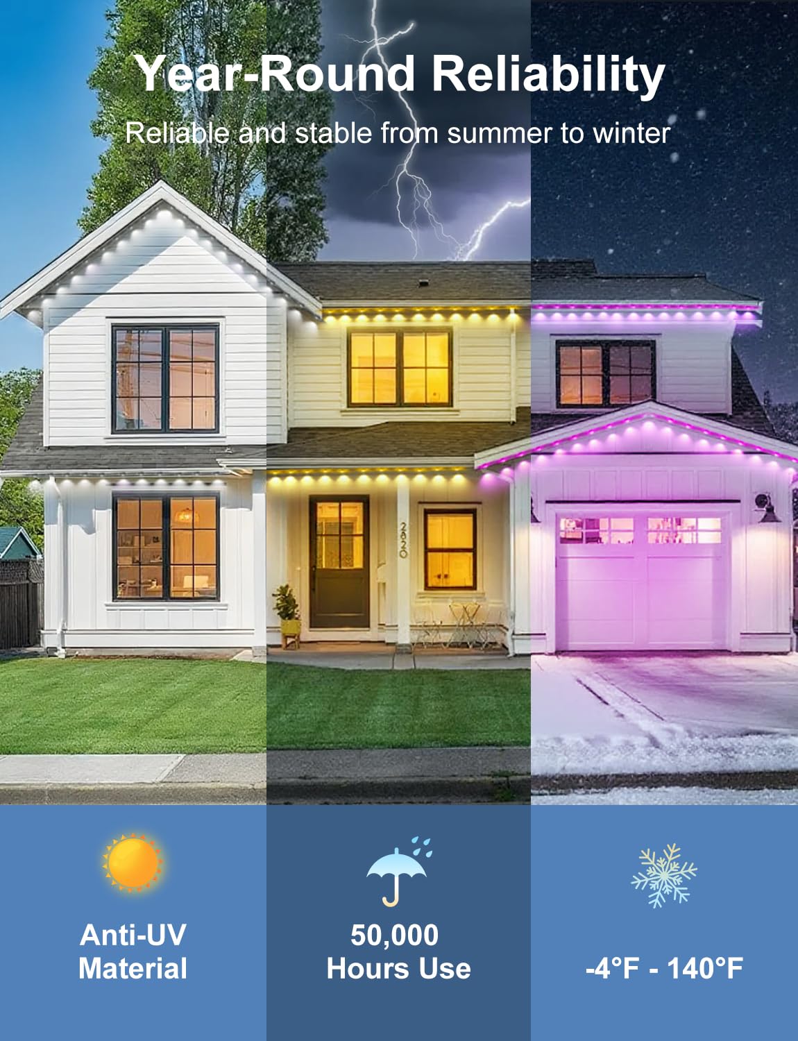 Nexillumi 400ft Permanent Outdoor Lights for House, 2025 New Smart RGB Christmas Lights Outdoor with APP Remote Control, IP67 Waterproof Eternity Eaves Lighting for Halloween Christmas Decorations Nexillumi
