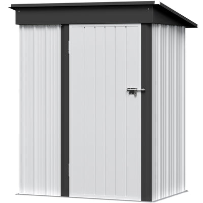 GUNJI 5 x 3 FT Shed Outdoor Storage Shed Metal Garden Shed with Lockable Door Outside Waterproof Tool Shed for Backyard, Patio, Lawn (White)