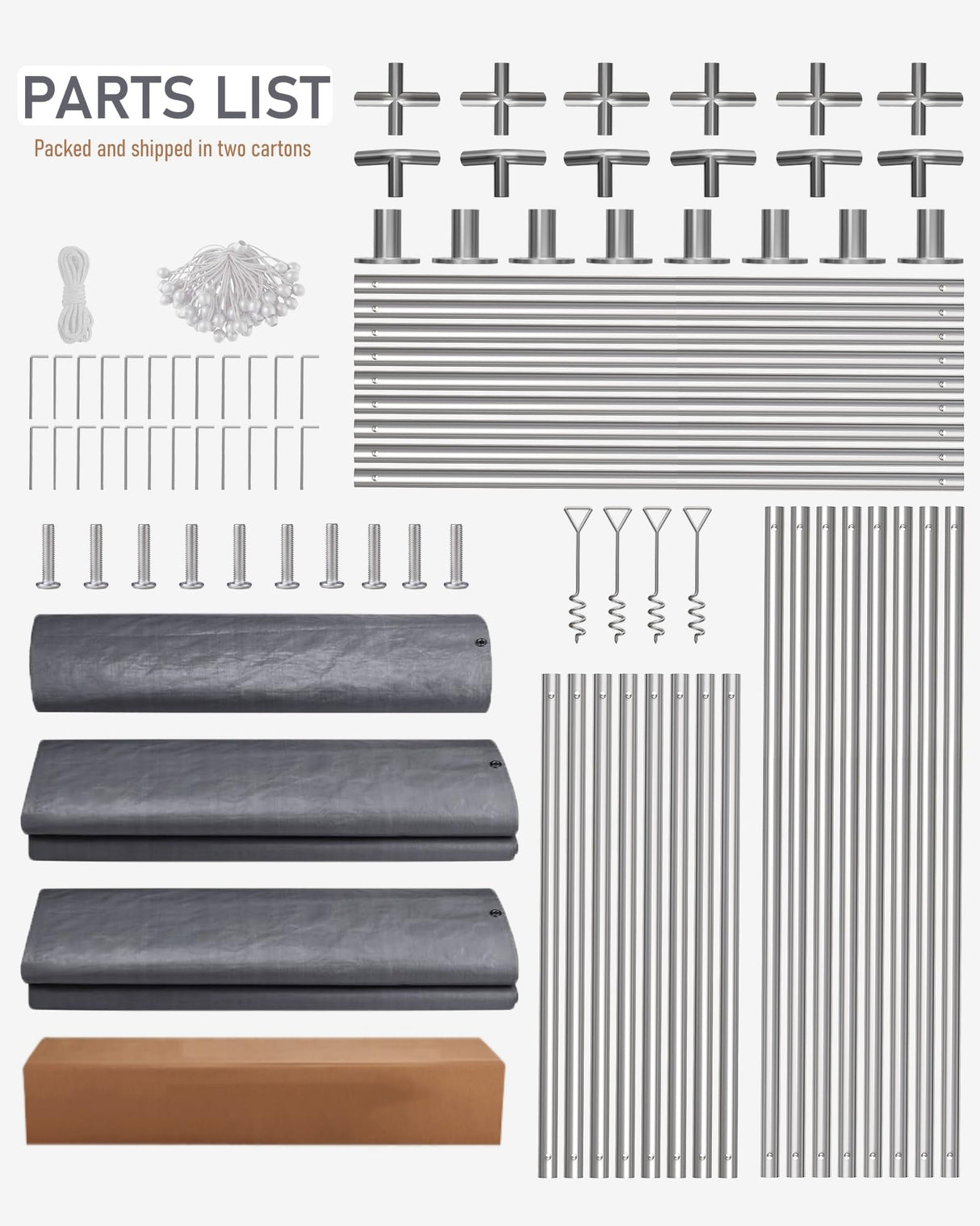 Hipicute 10 x 20 x 10 Ft Heavy Duty Carport with 180G Side Walls, Front and Rear Doors, Portable Garage for Trucks, Boats, and SUVs - Gray Hipicute