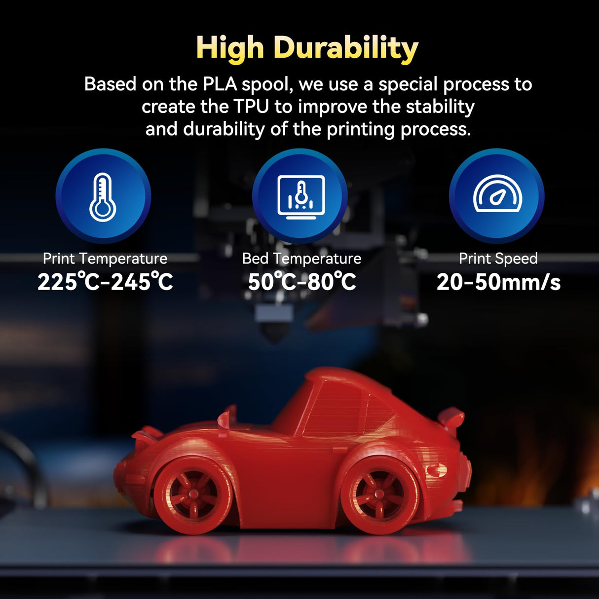JUSTMAKER TPU 95A 3D Printer Filament, Suitable Resilience, Upgrade Cardboard Spool, 1kg, Dimensional Accuracy +/-0.05mm, 1.75mm, Black JUSTMAKER