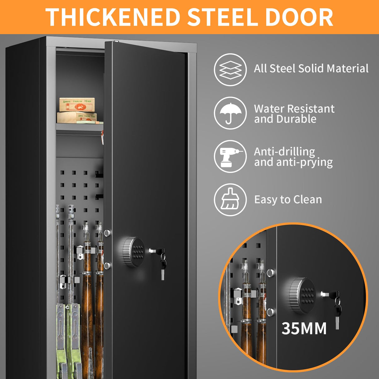 INTERGREAT [2024 New 8-10 Rifle Gun Safe, Gun Safes for Home Rifle and Pistols with Keypad, Gun Cabinet for Rifles and Shotguns with Pocket and Removable Shelf, Long Gun Safe, Easy Assemble INTERGREAT