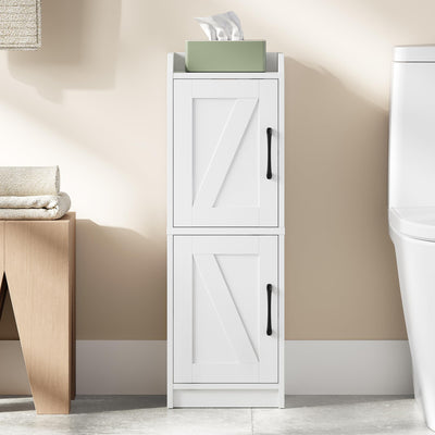 Hzuaneri Bathroom Storage Cabinet, Small Corner Floor Cabinet with Door and Shelves, Narrow Bathroom Organizer and Paper Storage with Adjustable Shelves, for Small Spaces, White BC27113X