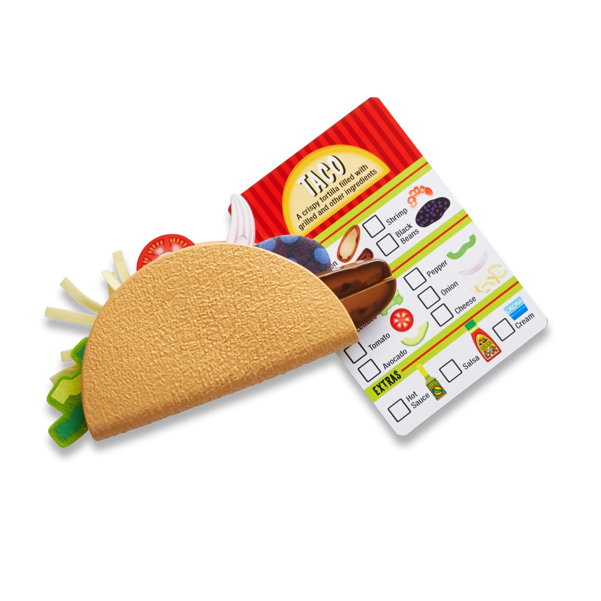 Melissa & Doug Fill & Fold Taco & Tortilla Set, 43 Pieces – Sliceable Wooden Mexican Play Food, Skillet, and More - Pretend Play Kitchen Toy For Kids Ages 3+, 16.1 x 12.0 x 2.75 Melissa & Doug