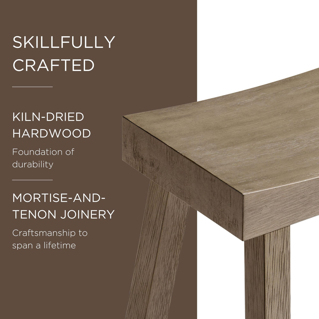 Maven Lane Kitchen Bar Stool, Modern Farmhouse Wood Barstool, Kitchen Island Chairs, Pub Bar Height Stools for Kitchen, Wide Comfortable Seat Backless Bar Stools, Vincent 31 Inch, Antiqued Grey Maven Lane