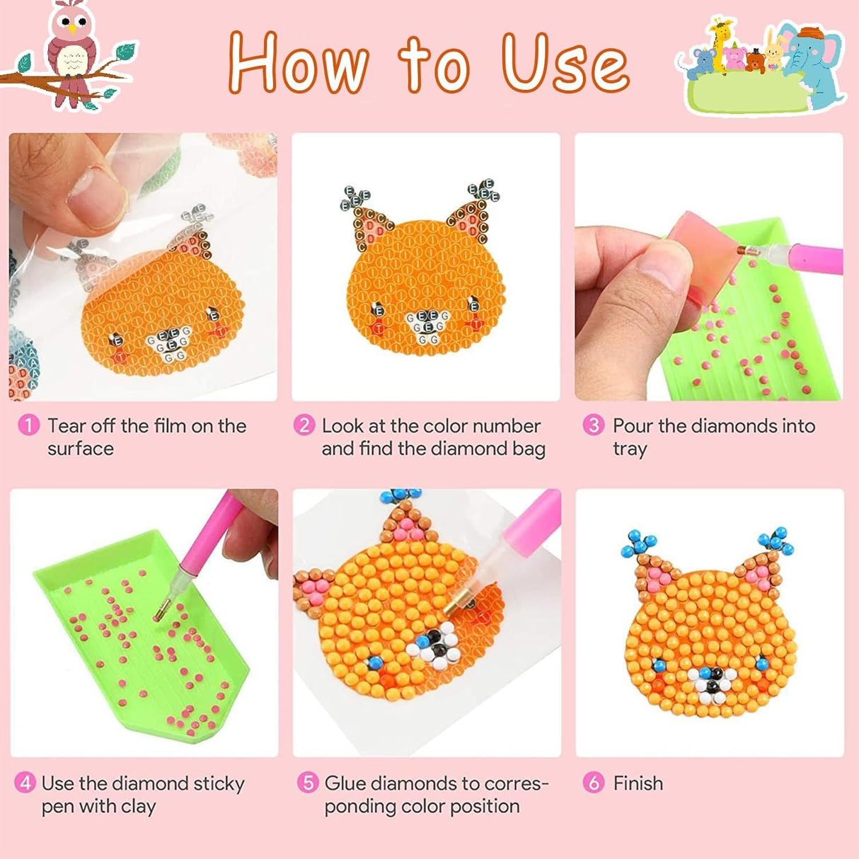 Viicoor 31PCS Dinosaurs Diamond Painting Sticker Kit, DIY Creative Diamond Art Sticker Craft by Numbers Kits Viicoor