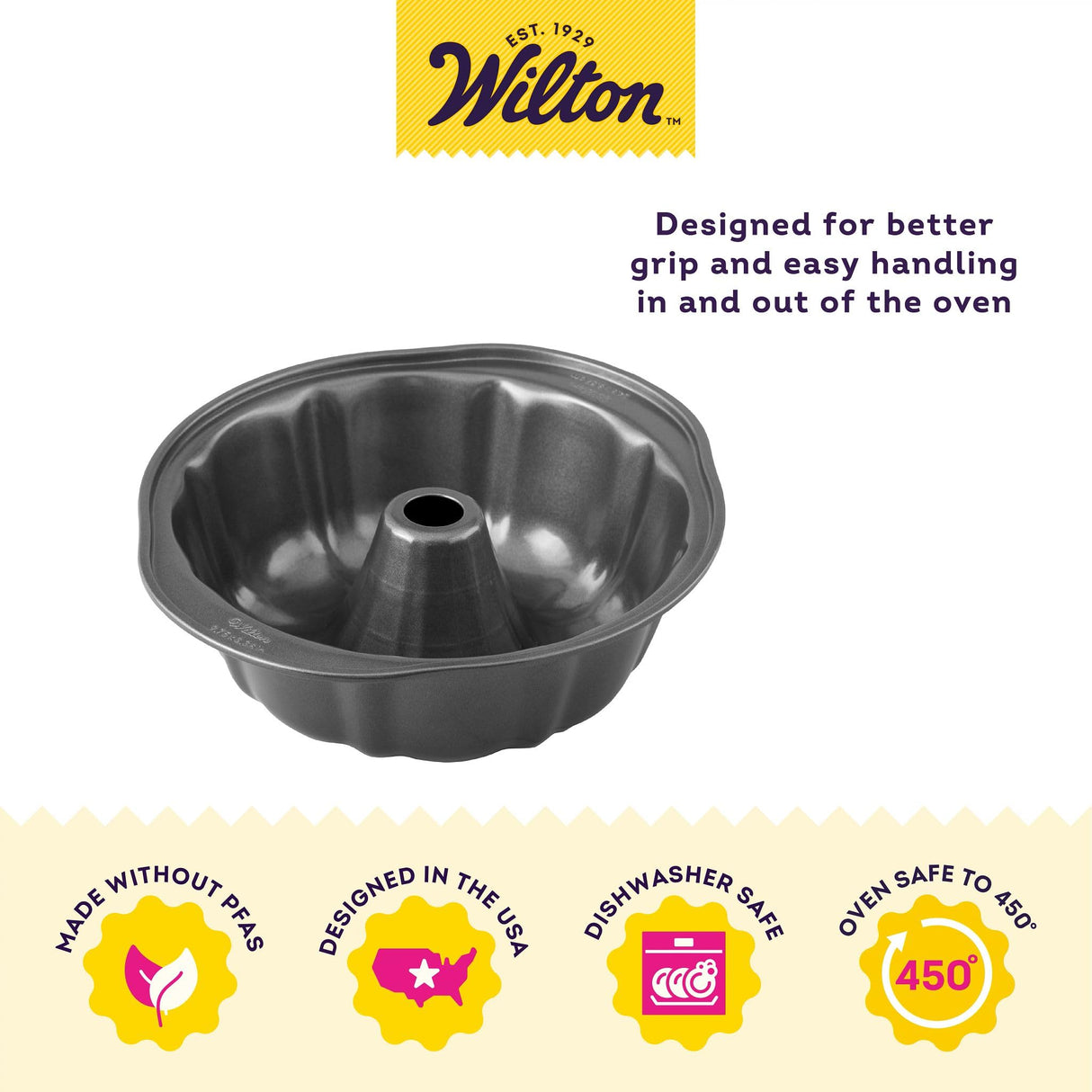 Wilton Perfect Results Premium Non-Stick 9.51-Inch Fluted Tube Pan, Steel Cake Pan Wilton