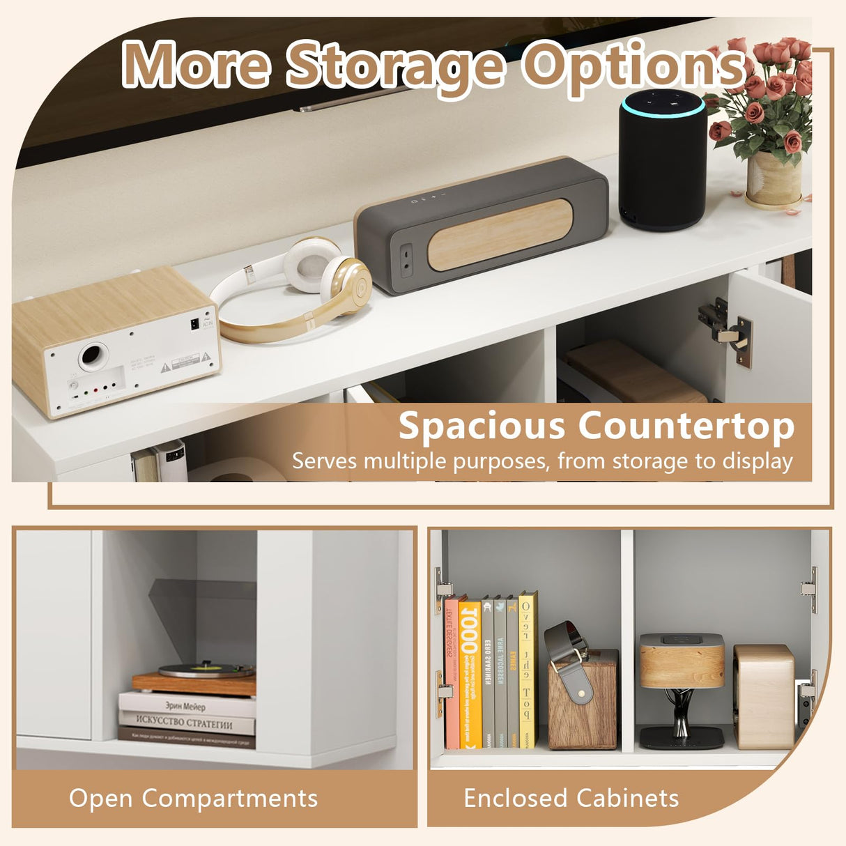 GOFLAME Floating TV Stand, Wall Mounted TV Console Table with Doors, Entertainment Media Center Under TV, Modern TV Cabinet for Living Room, Bedroom, Office, White GOFLAME