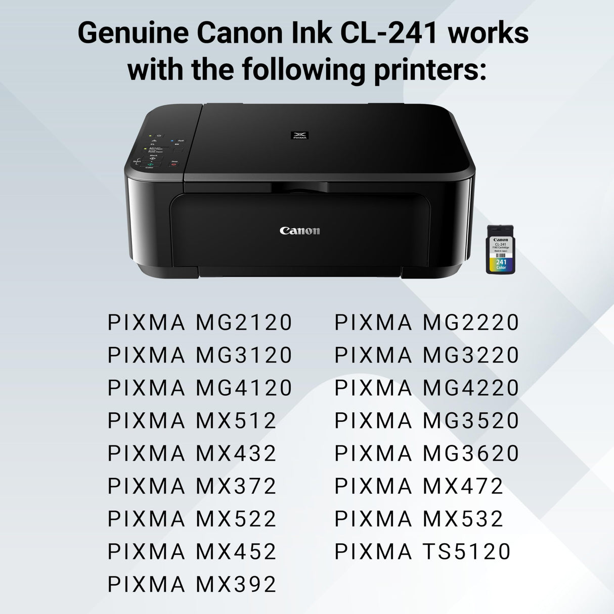Canon CL-241 Genuine Color Ink Cartridge, Compatible with MG2120/3120/4120, MX512/432/472/372/392/522/532/452, MG2220/3220/4220/3520/3620, TS5120 Canon