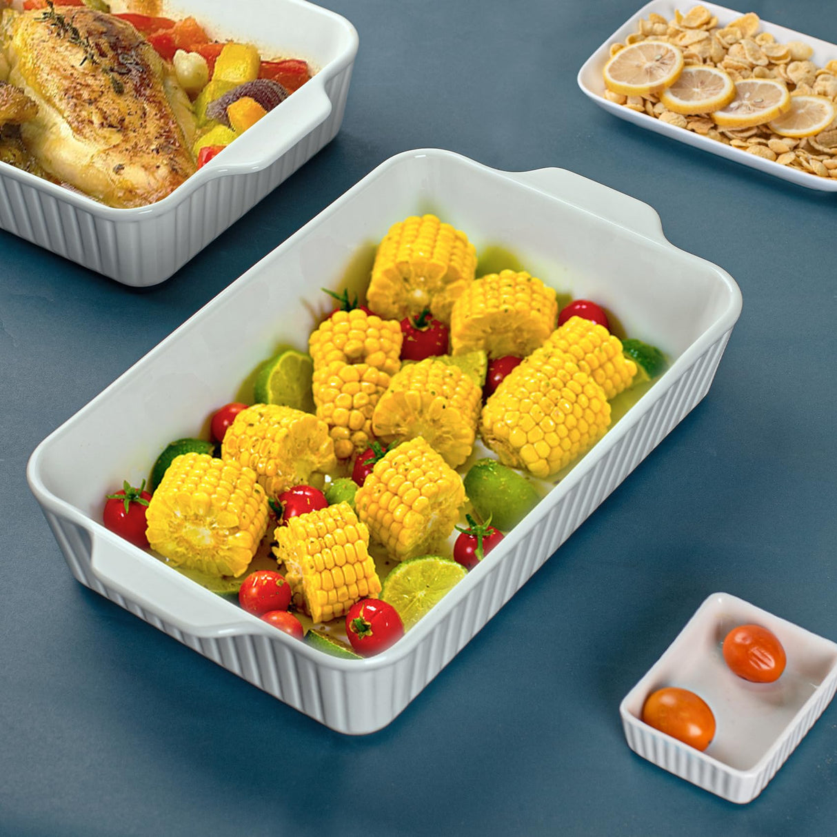 Casserole Dishes for Oven, Ceramic Baking Dish 9x13,4.2 Quarts Casserole Dish with Handles,2 Pack Lasagna Pan Deep Baking Pan Set Bakeware Oven Safe Baking Dishes for Oven,Lasagna,Wedding Gift, White Dizada