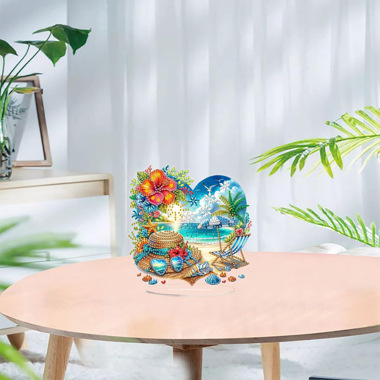 ARPADAMO Diamond Art Tabletop kit for Adult,DIY Diamonds Painting kit,Summer Beach Diamonds Painting for Adult, 7.2x7.2 inch Acrylic Diamonds Painting Board Kit, Special Crystal Diamond ARPADAMO