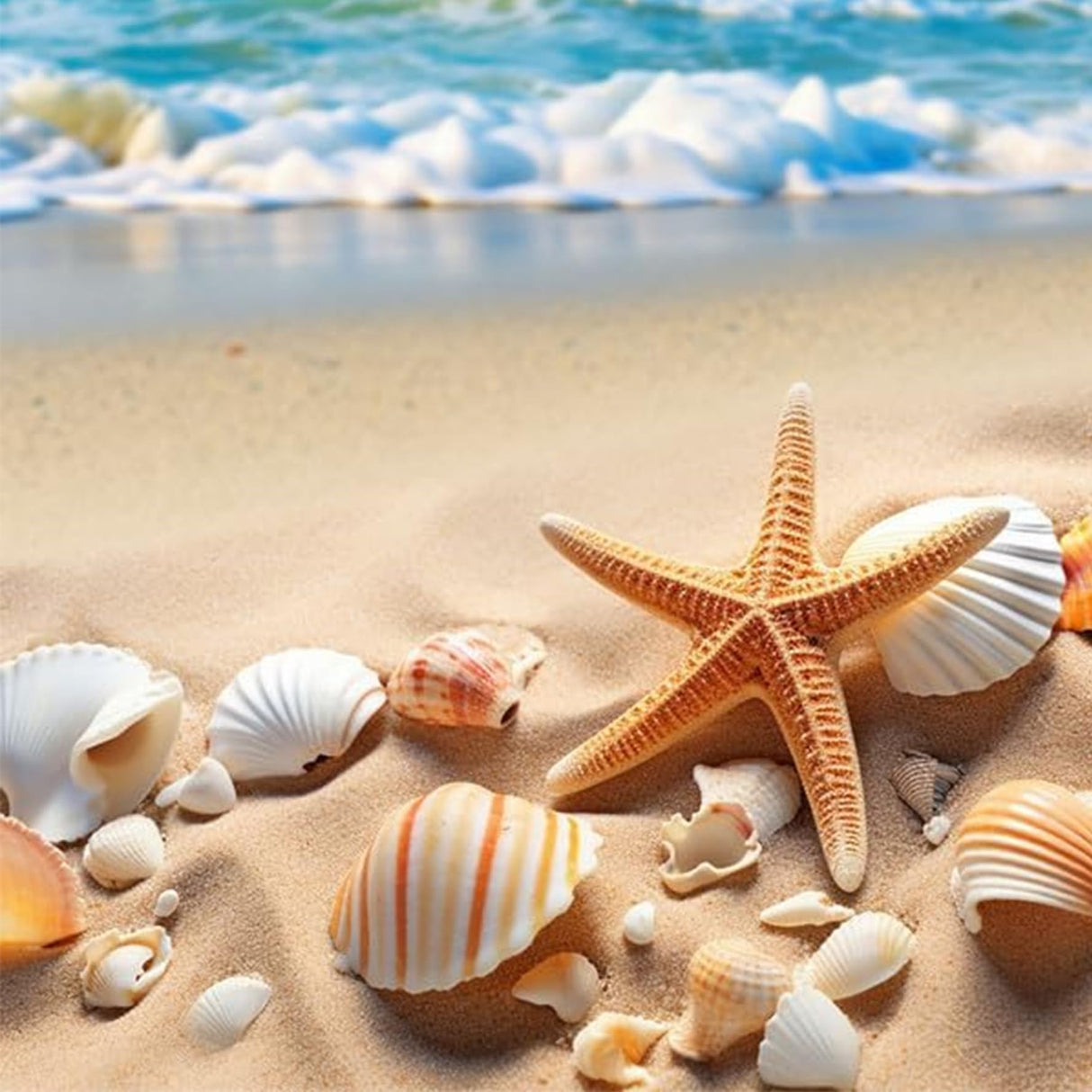 Bimkole 5D Diamond Art Kits for Adults Beach Landscape, Full Drill Sun Sea Starfish DIY Rhinestone Embroidery Set Paint with Diamonds Art by Number Kits Cross Stitch Home Wall Craft Decor 12x12 in Bimkole