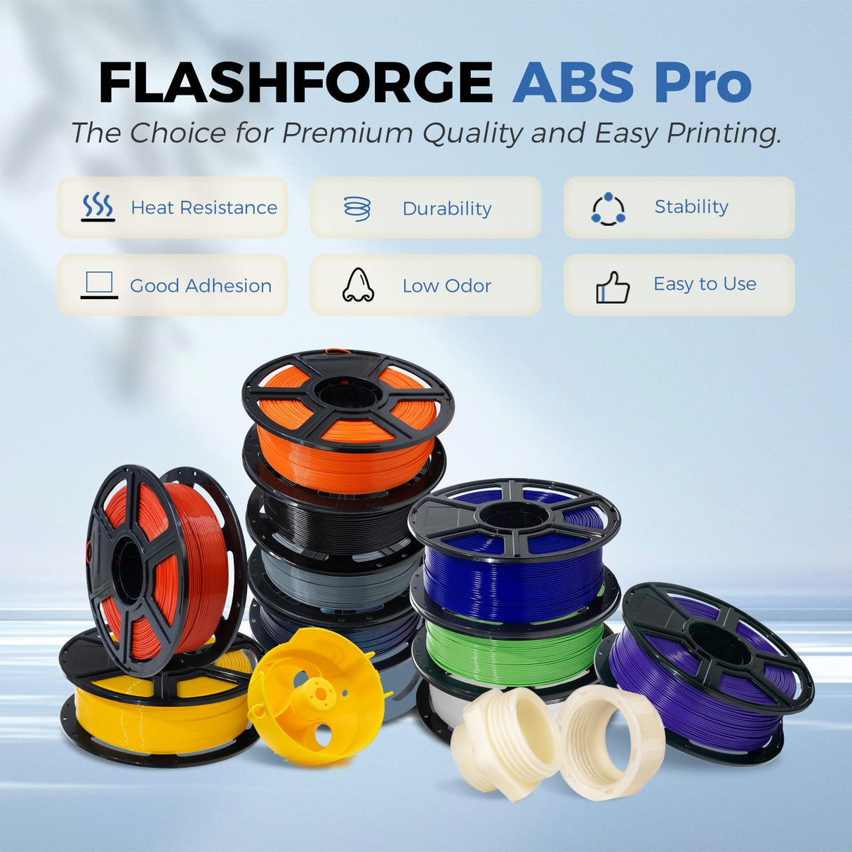 FLASHFORGE ABS Pro Filament 1.75mm Black, 3D Printer Filament 1kg (2.2lbs) Spool-Dimensional Accuracy +/- 0.02mm, Hot Deformation Below 90℃, Great for Printing Heat-Resistant Functional Parts FLASHFORGE