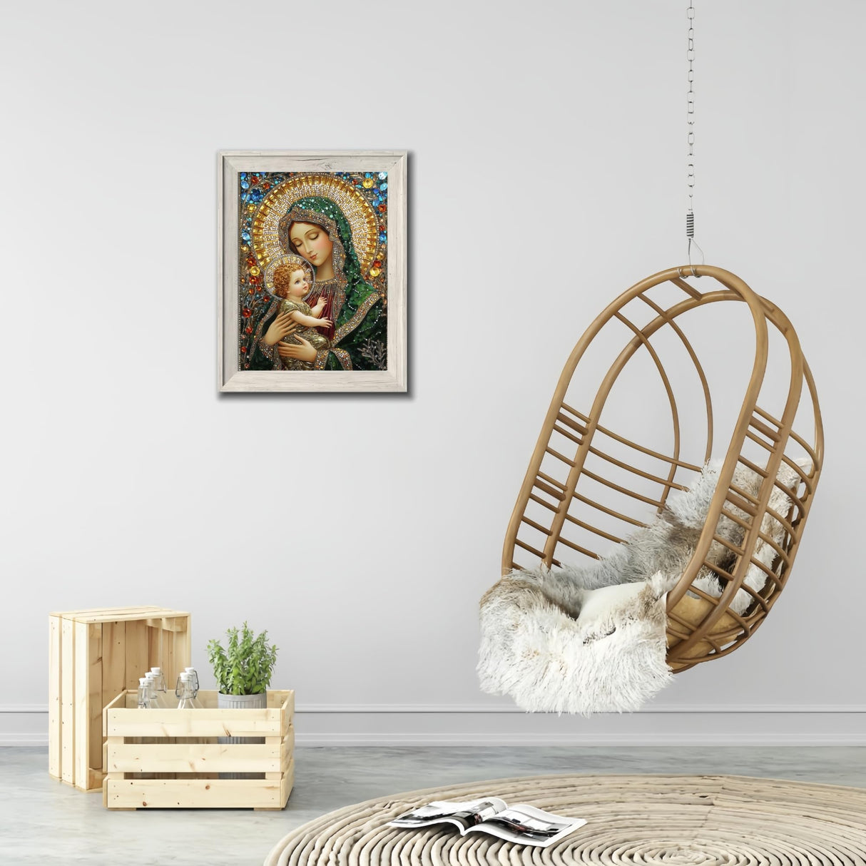 5D Diamond Art Kits for Adults Beginners,Holy Mother and Son DIY Full Round Drill Diamond Painting Kits, Paint by Diamonds Dots Gem Art Easy,Home Wall Decor 12X16 Inch Acelii