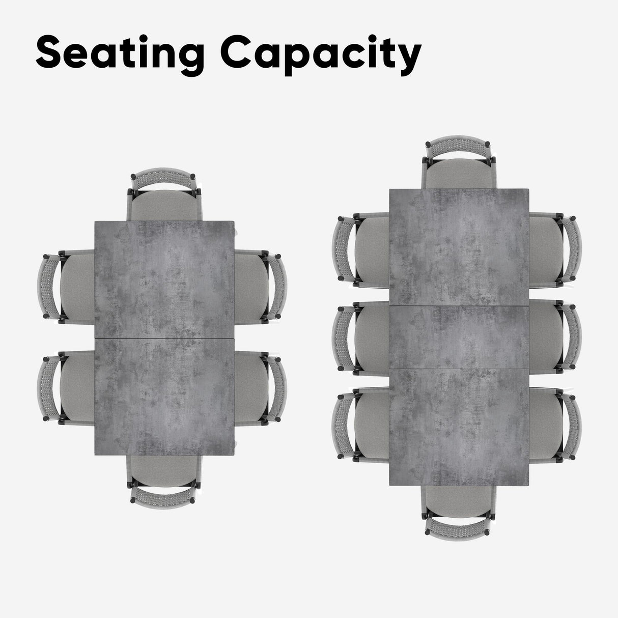RoyalCraft Patio Expandable Table Dining Set for 4 to 8, Aluminum Outdoor Dining Table, Rectangular Patio Metal Table for Backyard Porch, Deck & Garden, Easy Assembly, 59"- 75", Grey RoyalCraft