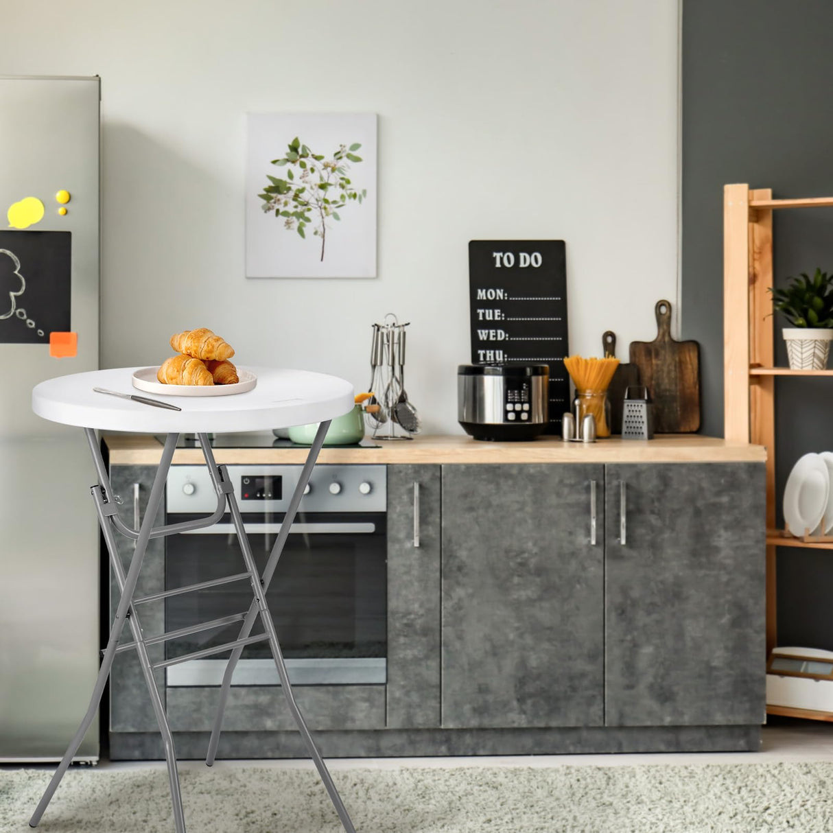 Byliable Cocktail Table 28in Folding Round High Top Indoor Outdoor with Removable Legs, Tall Bistro Foldable Bar Height Table for Parties, Patio, Backyard, Dining, Wedding, White- 2PCS Byliable