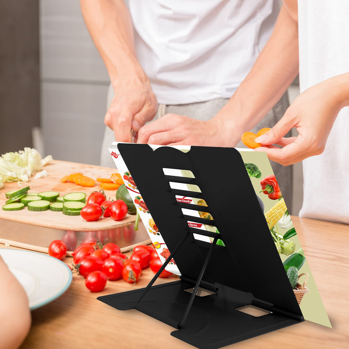 Metal Book Stand - Adjustable Book Holder for Reading (Full Black) Camelmother