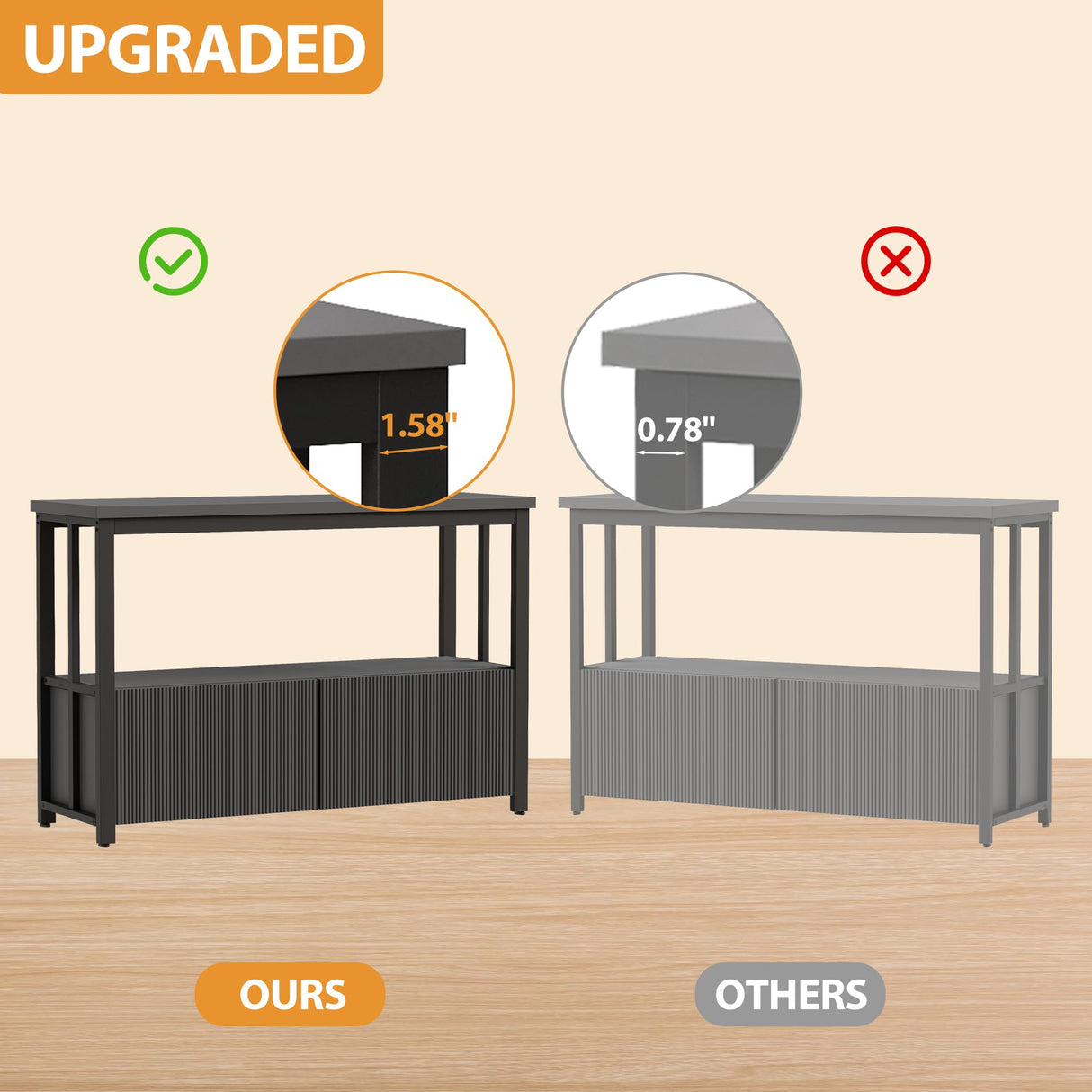 BEWISHOME 55-75 Gallon Fish Tank Stand, Heavy Duty Aquarium Stand with Thickened Metal Frame, Fish Tank Stand with Cabinet for Storage, 51.9" L* 19.9" W Tabletop 1200LBS Capacity Grey KYG04H BEWISHOME