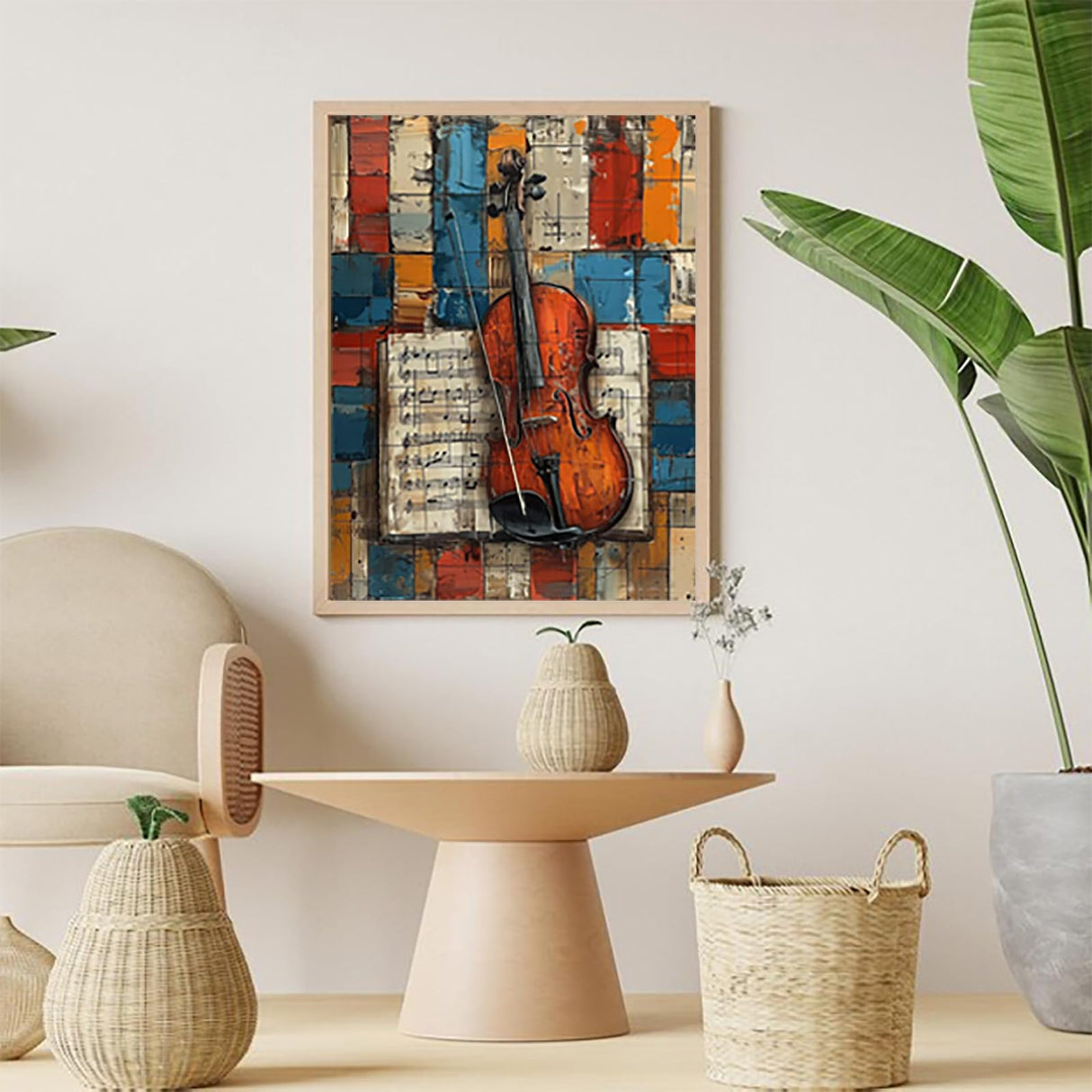 KAYEIUU Violin Diamond Art Kits for Adults, Sheet Music Diamond Painting Kits for Adults Beginners DIY 5D Round Full Drill Gem Art Dots Crafts, Hobbies for Women, Home Wall Decor Gifts 12x16 inch KAYEIUU