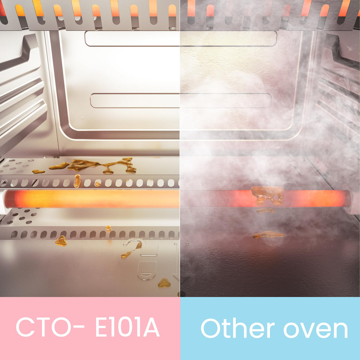 COMFEE' Toaster Oven Countertop, Small Toaster Ovens Combo 4 slice, Mini Oven for 9" Pizza, Compact Oven 2 Racks for Toast, Bake, Broil, 950W, Black, CTO-E101A(BK) COMFEE'