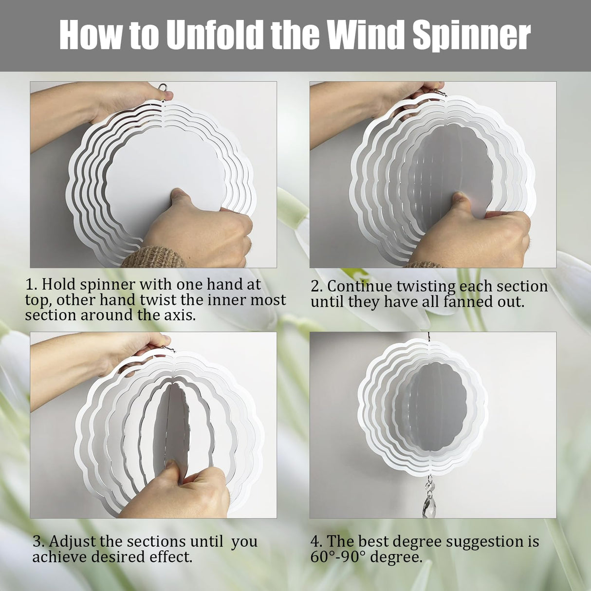 WindMage 6 Pack 8inch Sublimation Wind Spinner Blanks 3D Aluminum Metal Wind Sculpture Kinetic Spinners for Yard and Garden Indoor Art Ornaments Hanging Decoration (Classics) WindMage