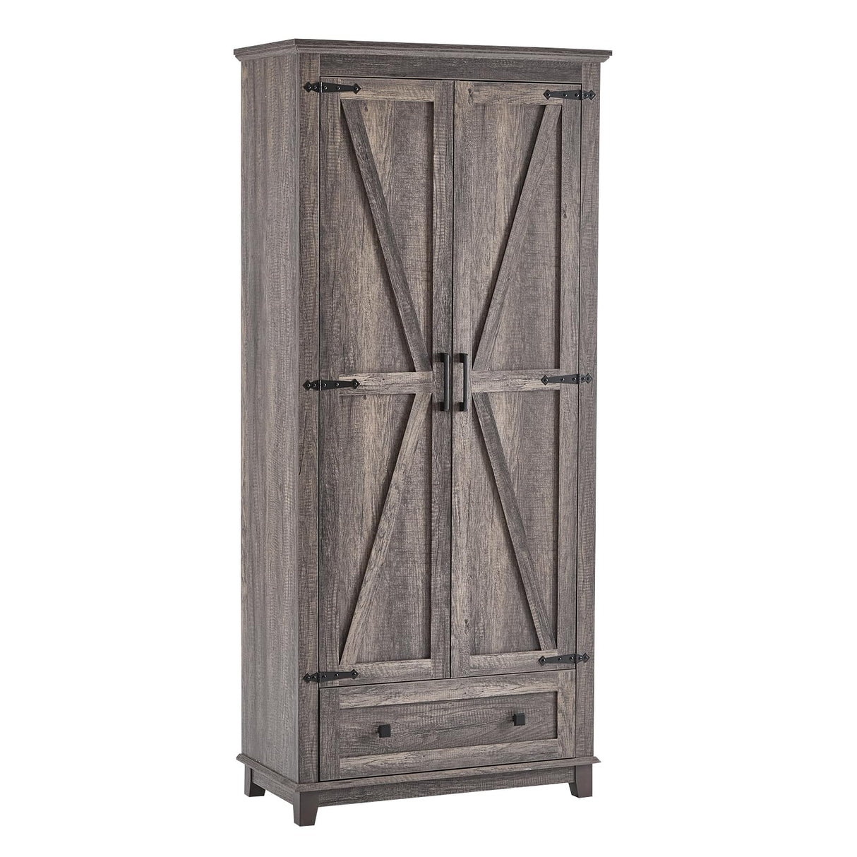 AMERLIFE 72" Tall Kitchen Pantry Storage Cabinet, Farmhouse Food Pantry Cabinet for Kitchen, Living Room, Dining Room, Adjustable Shelves and Drawer, Rustic Grey AMERLIFE