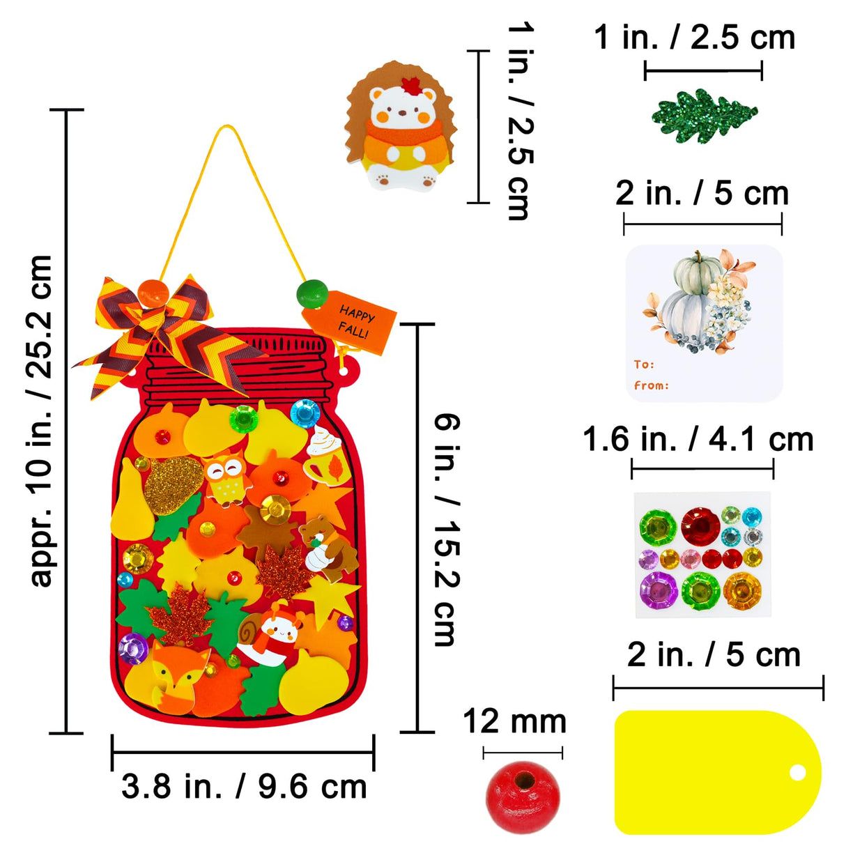 Winlyn 24 Sets Fall Craft Kits DIY Maple Leaf Pumpkin Mason Jar Ornaments Decorations Art Sets Autumn Foam Stickers Easy Thanksgiving Arts and Crafts for Kids Home Classroom Activities Party Favors Winlyn