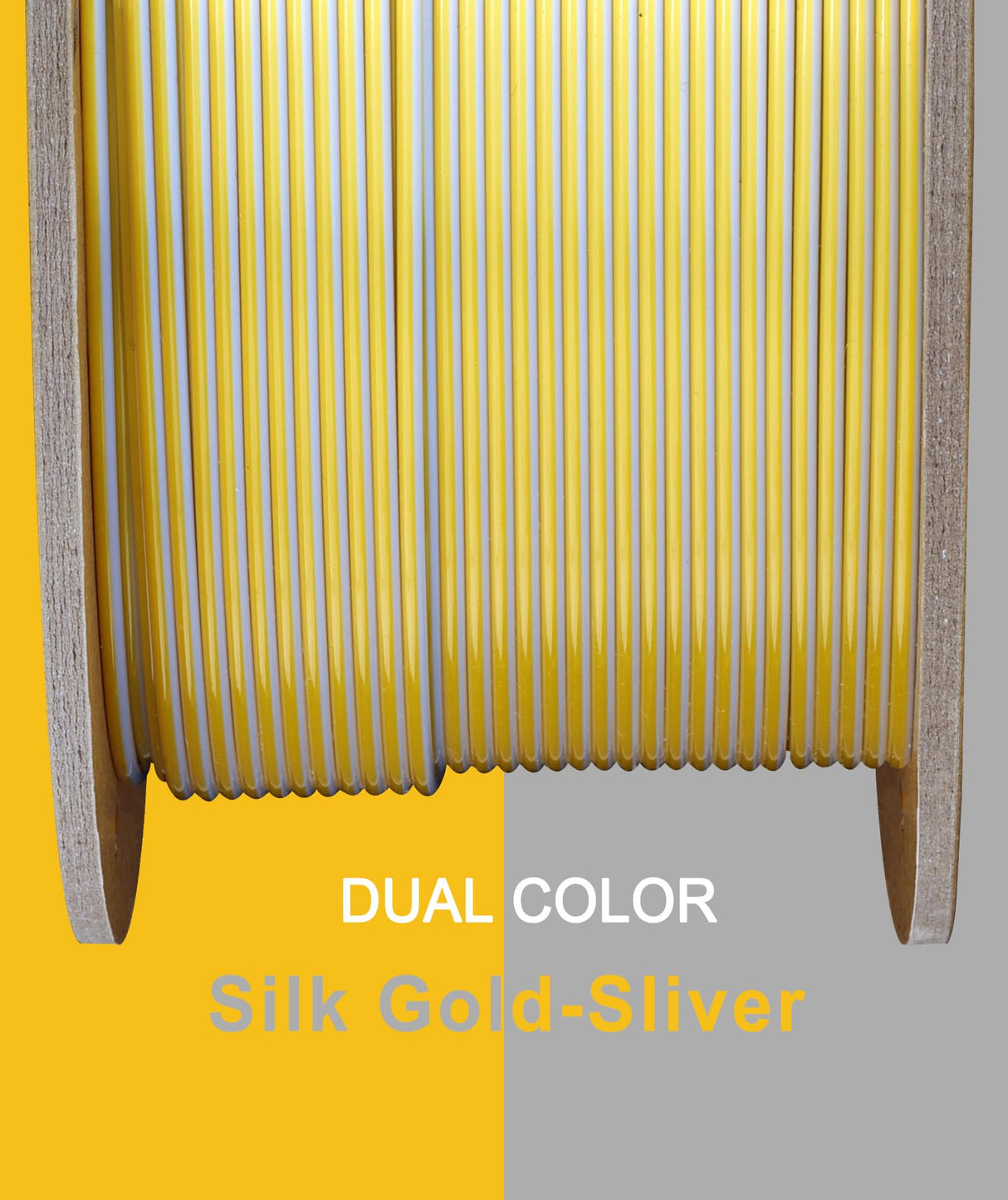 OVERTURE Silk PLA 1.75mm Dual Color Filament, Clog-Free Shiny 3D Printer Filament, 1kg Spool(2.2lbs), Dimensional Accuracy +/- 0.02 mm, Fit Most FDM Printer(Silk Gold-Silver) OVERTURE