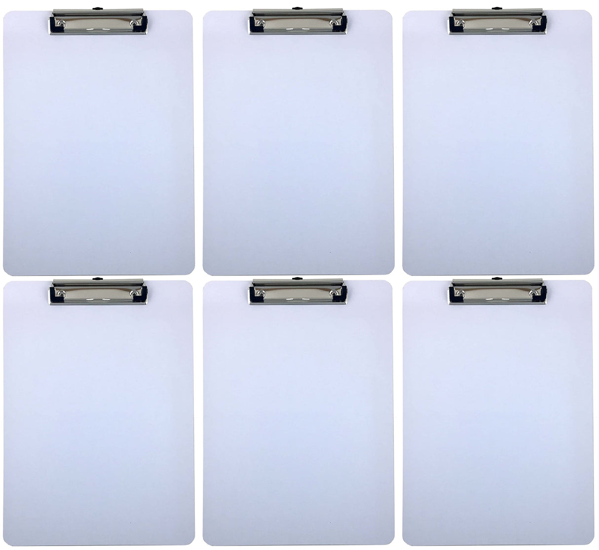 Clipboard Dry Erase Surface 9'' x 12.5'' Letter Size Low Profile Clip Whiteboard (Pack of 6) Trade Quest